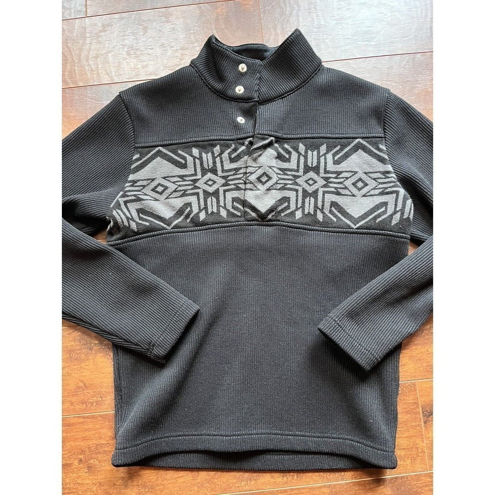Spyder Mens Black 1/4 Button Down Pop Over Long Sleeve Jacket Sweater Small